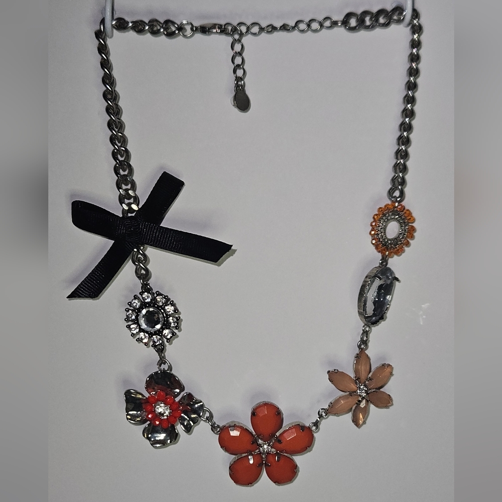 Dana Buchman Floral Charm Necklace with Black and Orange Accents